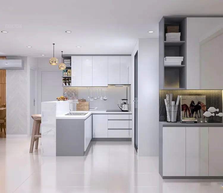 Vật liệu ấm áp – Nội thất chung cư Golden Palace 90m2 – Anh Phong