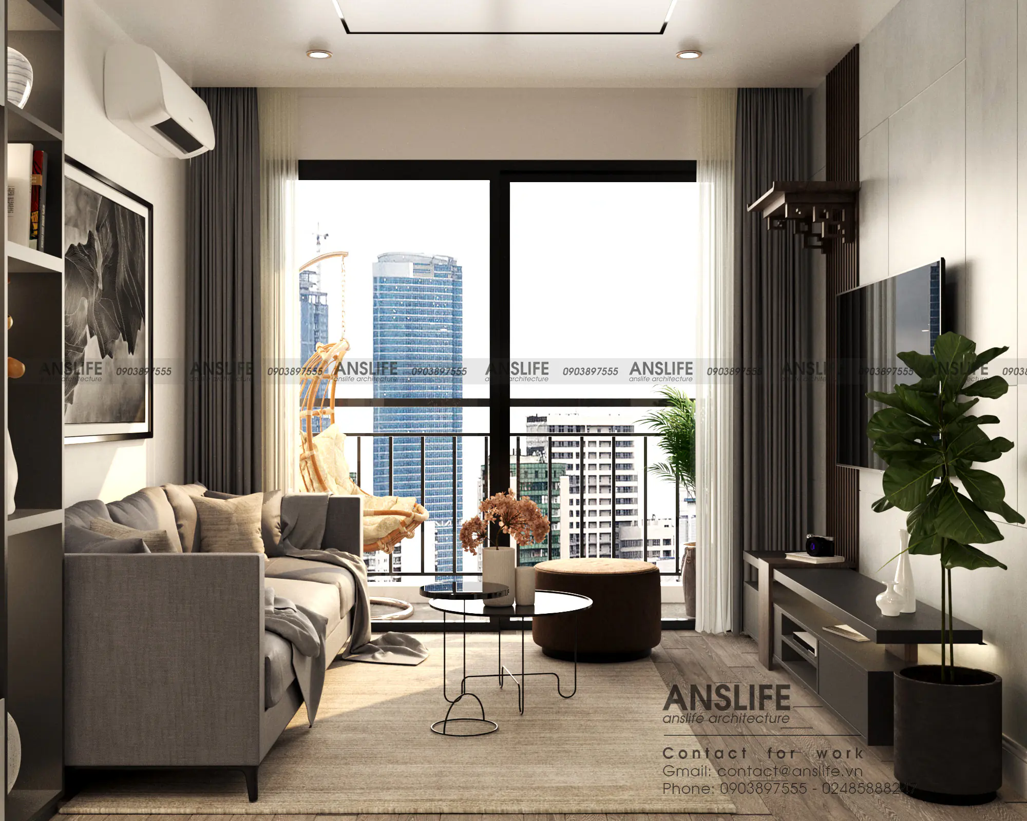 Lägenhet på 72 m² med svart färgtema