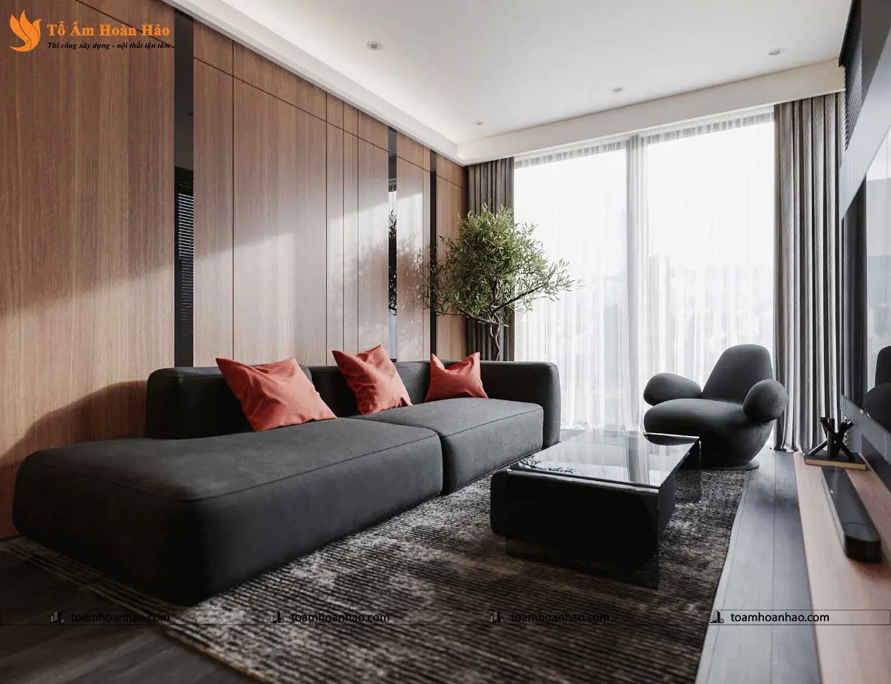 Thiết kế nội thất chung cư phòng khách – Chung cư 2PN hiện đại 78m2