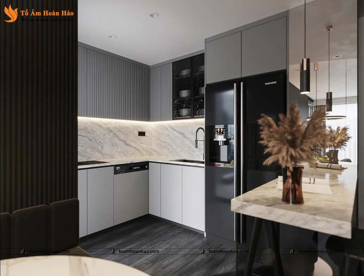 Thiết kế nội thất chung cư khu vực bếp – Chung cư 2PN hiện đại 78m2