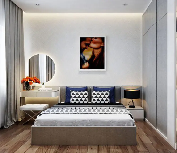 Vật liệu ấm áp – Nội thất chung cư 60m2 Hoàng Mai – Anh Dũng