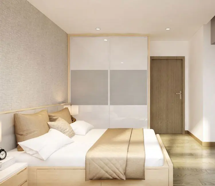 Vật liệu ấm áp – Nội thất chung cư Green Star 100m2 – Chị Bích