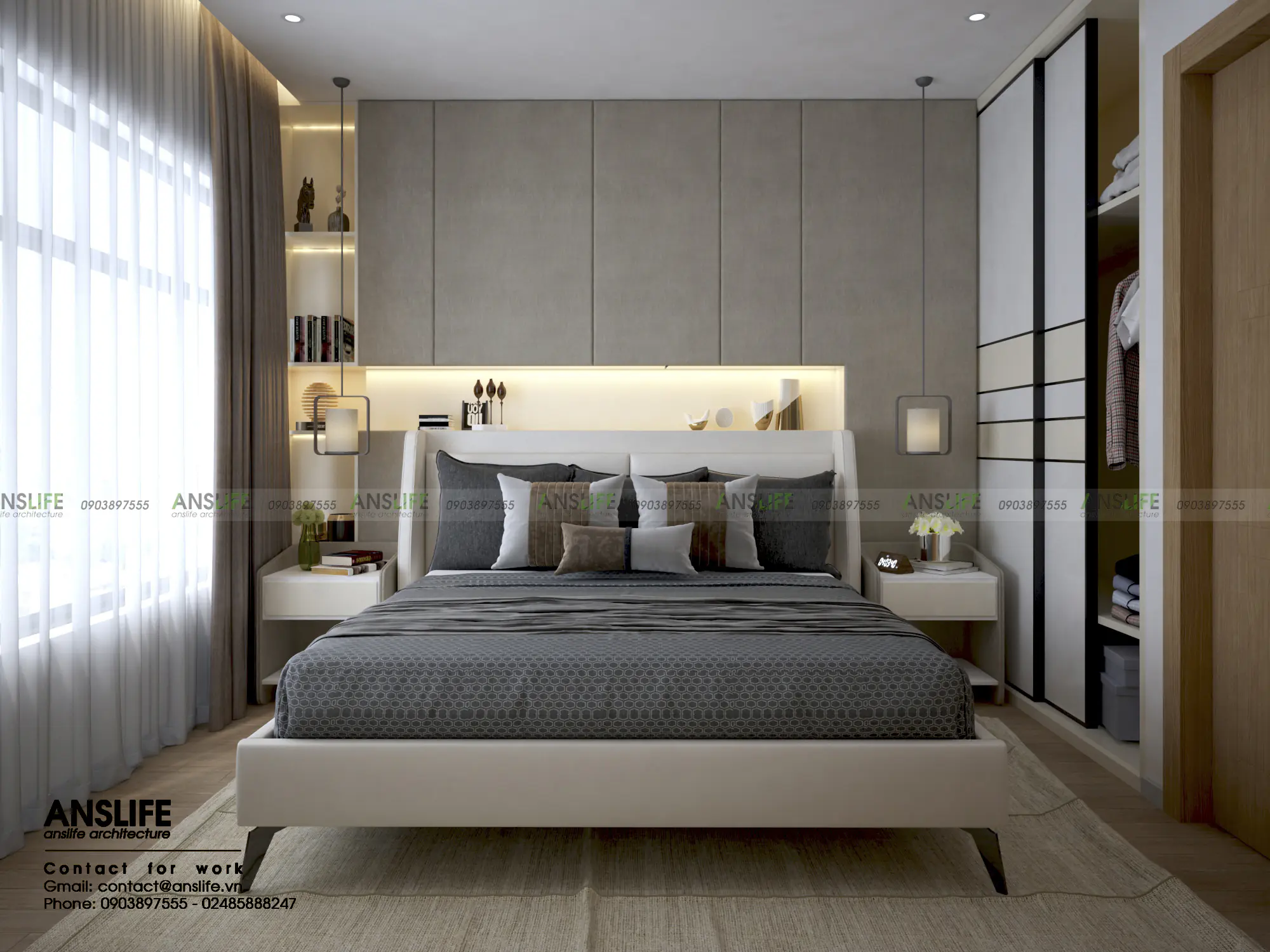 Phòng ngủ master – Căn hộ Vinhomes Grandpark 82m2