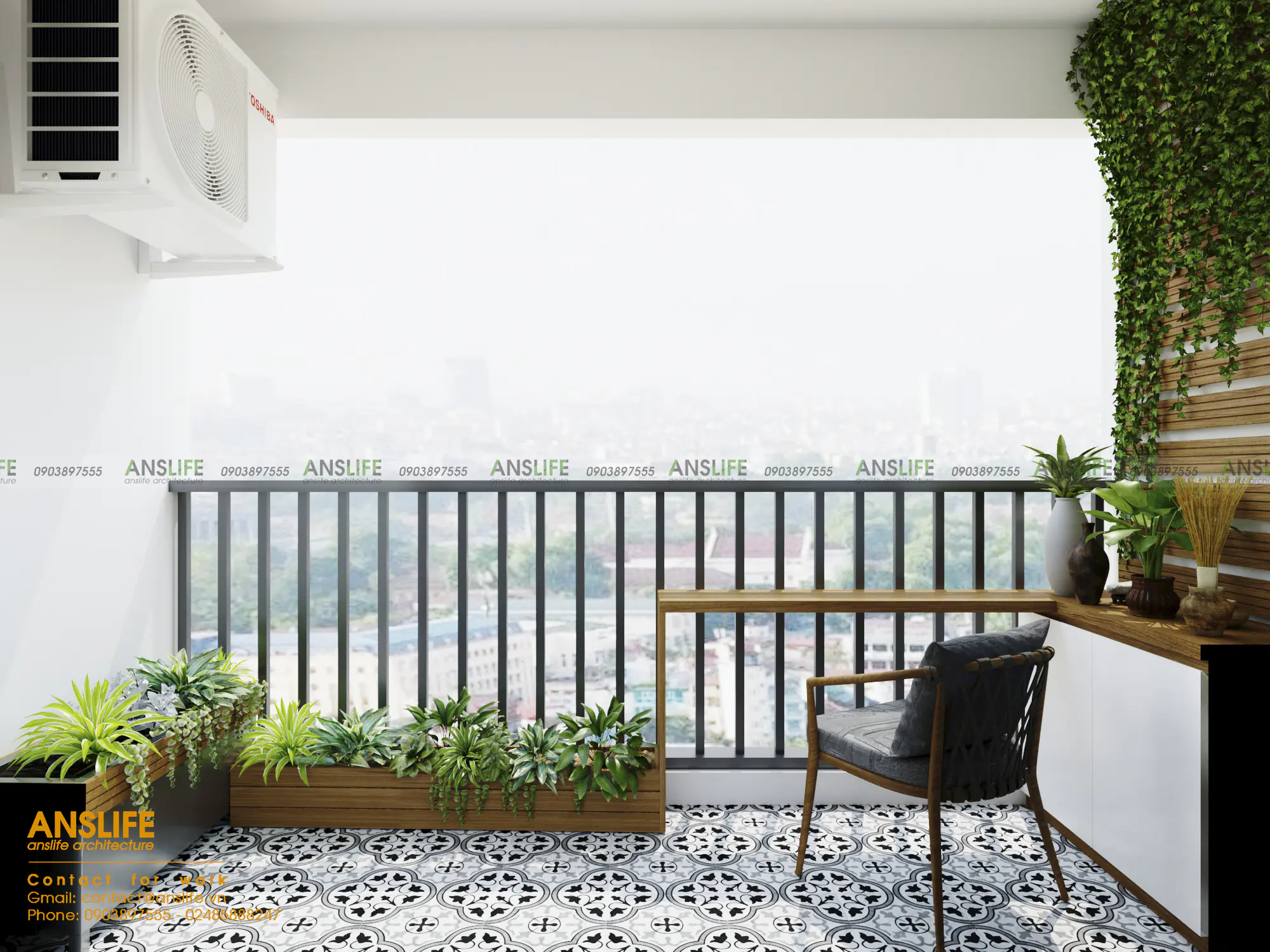 Ban công thư giãn – Căn hộ Vinhomes Grandpark 82m2