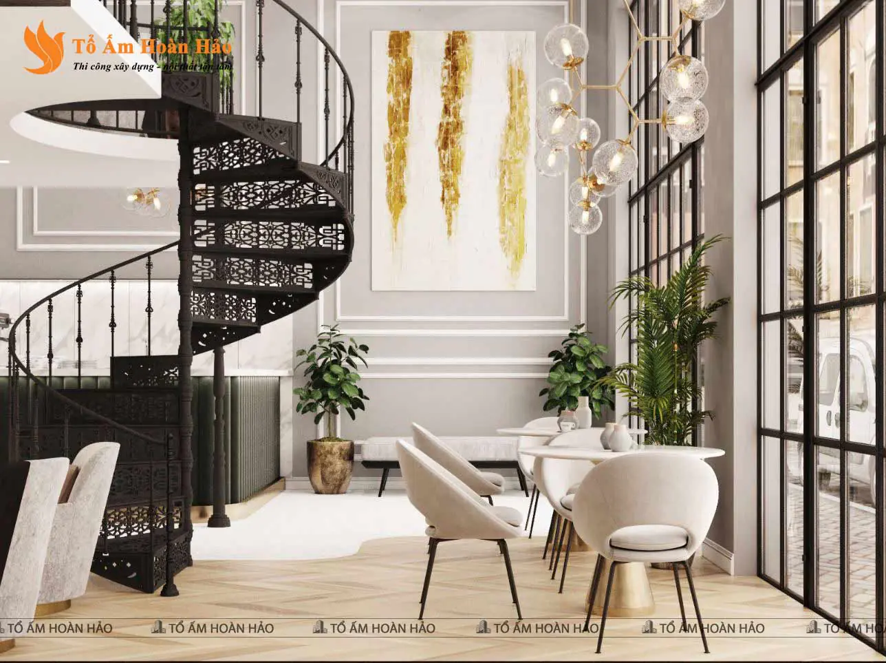 Nội thất tầng trệt – QUÁN CÀ PHÊ PHONG CÁCH CHÂU ÂU – DAILY DOSE 240M2