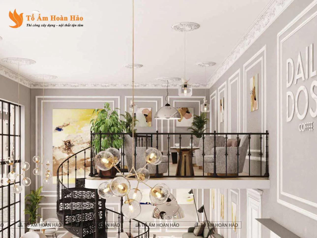 Nội thất tầng lửng – QUÁN CÀ PHÊ PHONG CÁCH CHÂU ÂU – DAILY DOSE 240M2