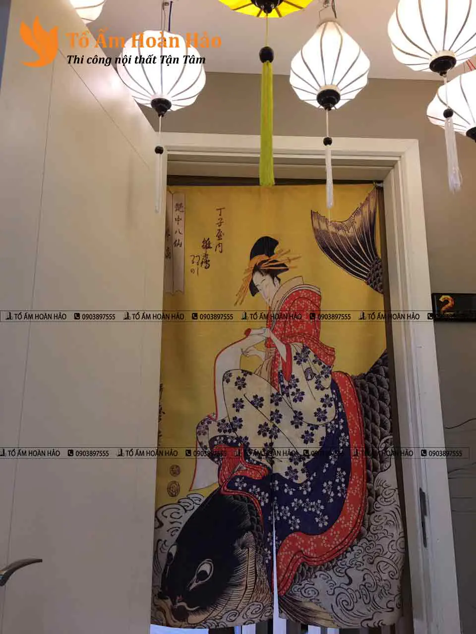 Không gian phòng ngủ master được thiết kế theo phong cách Nhật cổ. – Chung cư 85m2 phong cách Nhật Bản